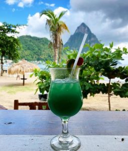 cocktail with view of Petite Piton